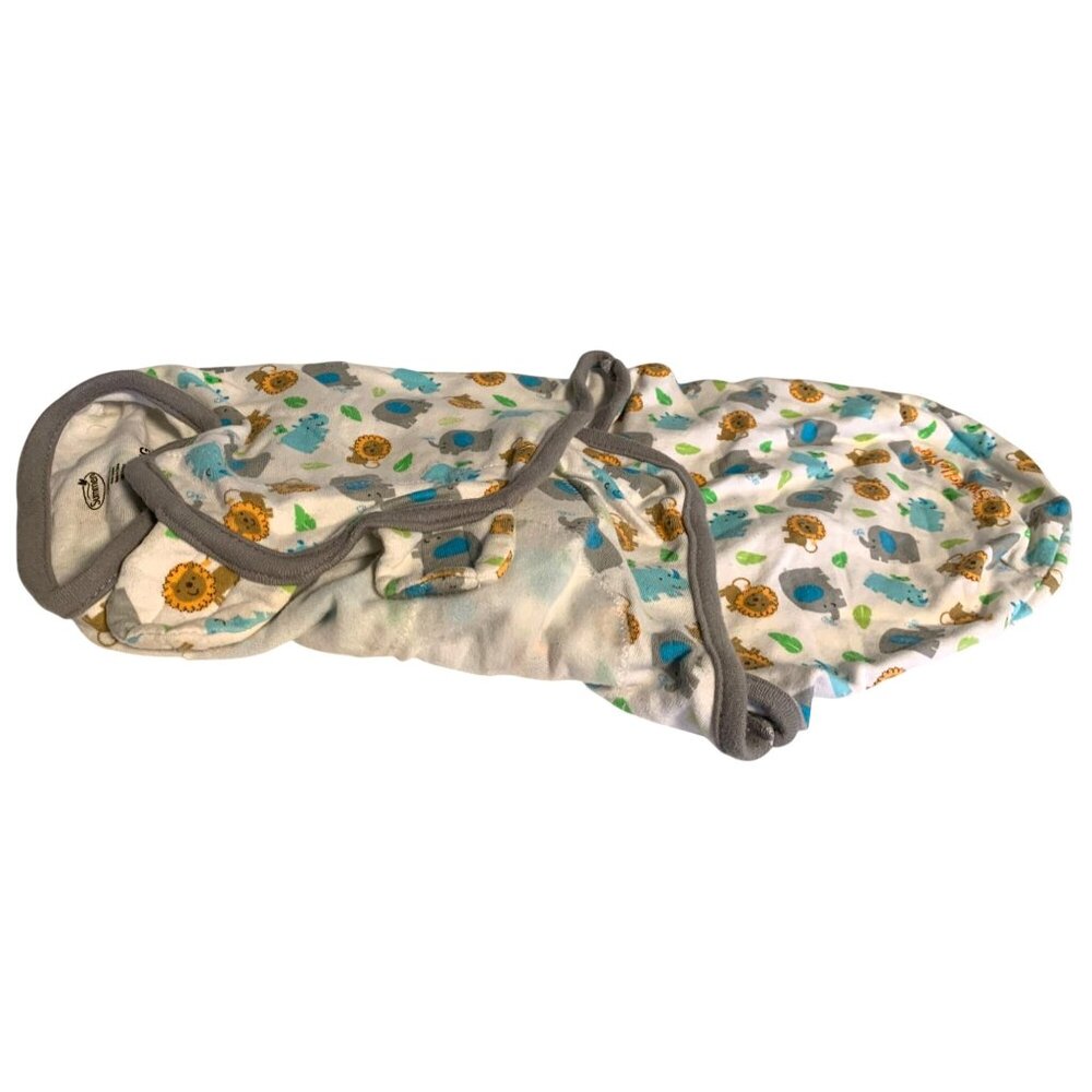 Summer Swaddle Me Infant Baby Sz Small Elephant Lion Snuggle Animals Zoo Rhino S